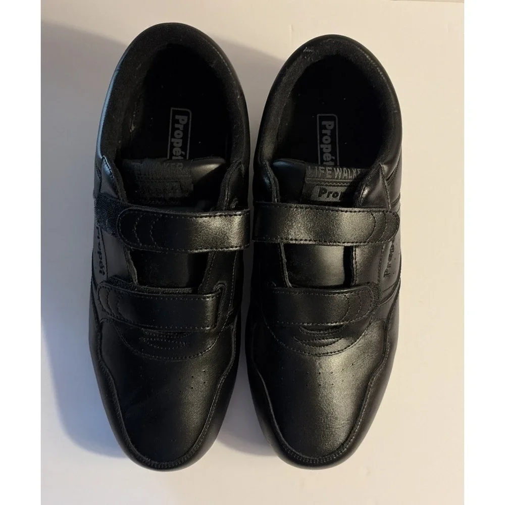 Men's Shoes Propet Life Walker Men's Leather Strap Walking Shoe Black 13 Wide